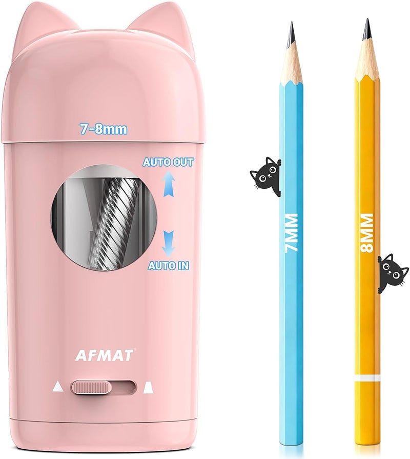 AFMAT Electric Pencil Sharpener, Pencil Sharpener for Classroom, Auto in & Out, Fully Automatic for φ7-8mm Pencils, Rechargeable & Cordless, Kids Pencil Sharpeners for Classroom Home School PSX9 - Image 1